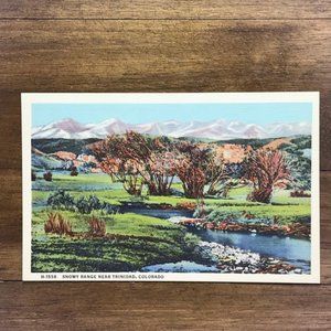 Vintage Colorado Snowy Range Art Linen Postcard